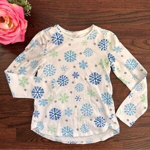 Lands End long sleeved snowflake tee, size 5-6